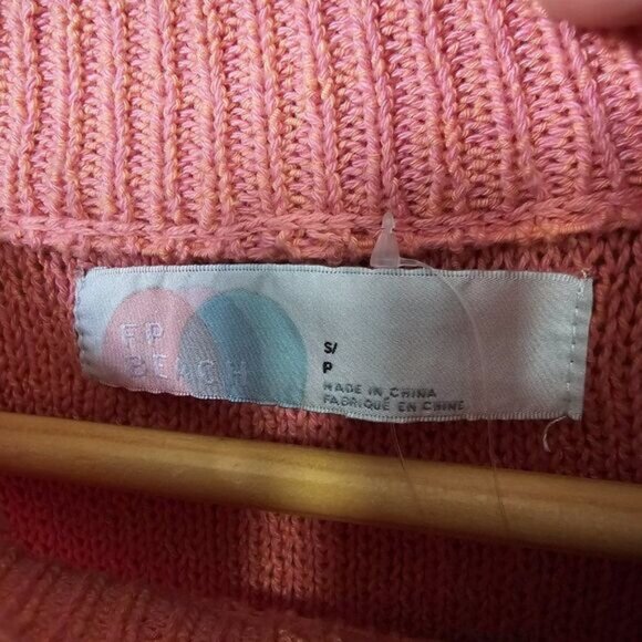 NWT FREE PEOPLE BEACH CORAL/CORA CREW NECK PULLOVER SWEATER COTTON SIZE SMALL - Picture 13 of 16